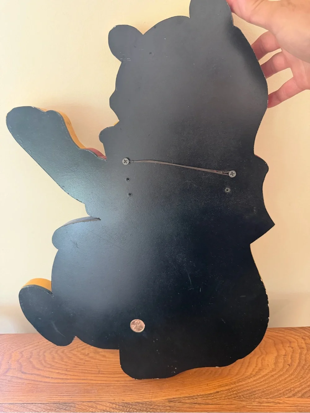 Vintage 14 x 20 wooden Winnie the Pooh Wall Art with Hunny Pot - Yellow & Blue